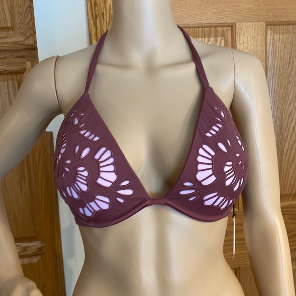 Shade & Shore - Rose colored underwire pushup bikini top with light pink… - Picture 1 of 10
